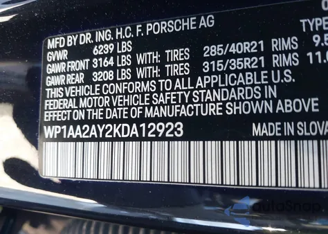 2019 Porsche Cayenne из США, поврежденный, VIN WP1AA2AY2KDA12923